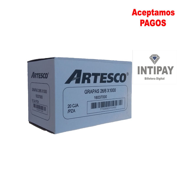 Grapas 26/6×1000 ARTESCO 20 Cajitas