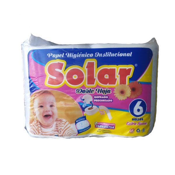 Papel Higienico 6 Rollos Solar x 50 pqtes