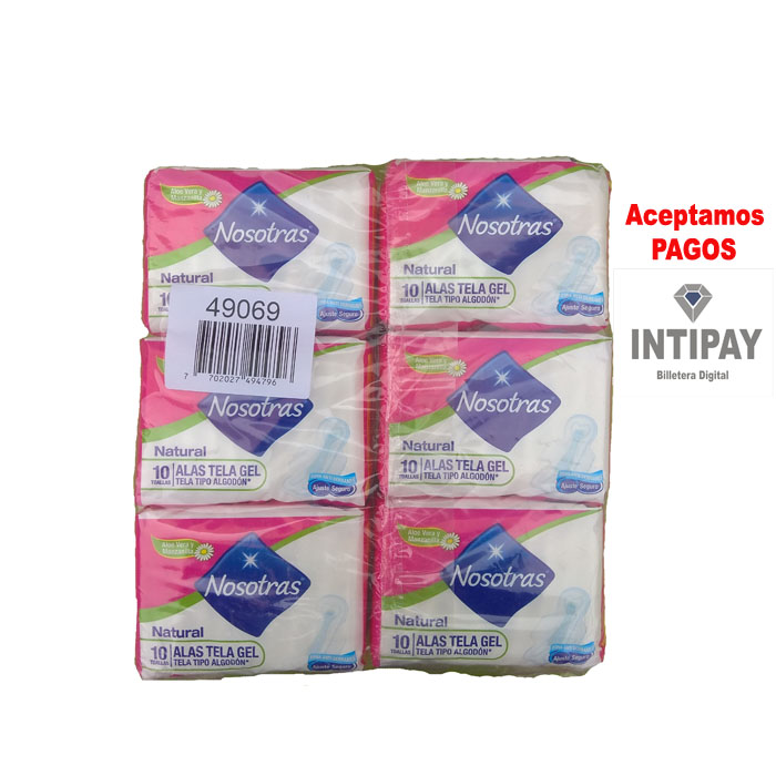 Toalla higiénica Nosotras  x 1 bolsa contiene 6 unid